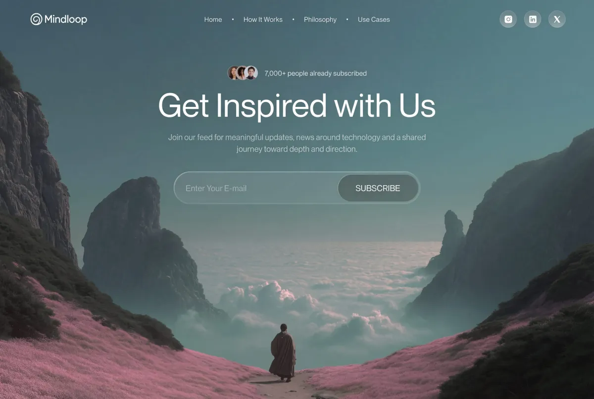 Mindloop thought leadership newsletter website — GladeForm web design